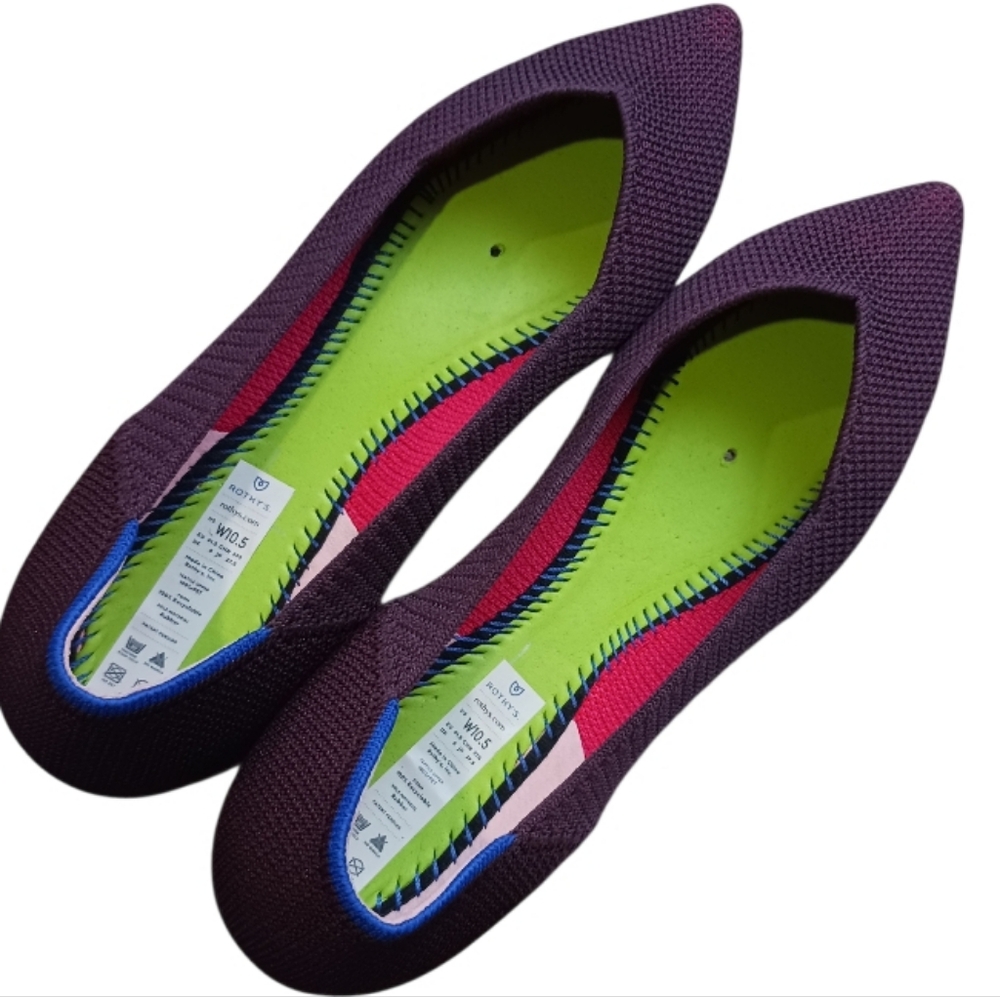 Rothys The Point Lattice Stitch Flats Berry Retired FITS LIKE 9.5/10 RARE - Picture 11 of 14